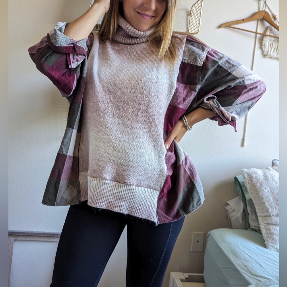 Falling for you sweater flannel rework, turtleneck, no 37